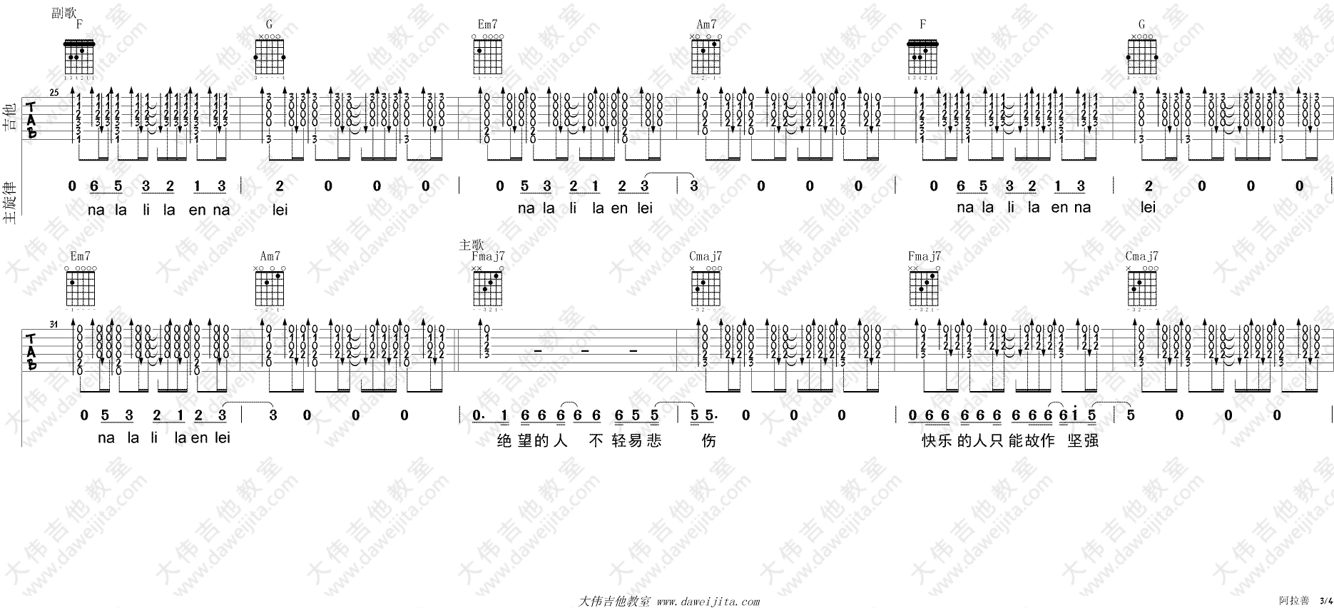 歌曲《苍天般的阿拉善齐峰 演唱版》简谱_齐峰吕学东_图谱2 - W吉他谱