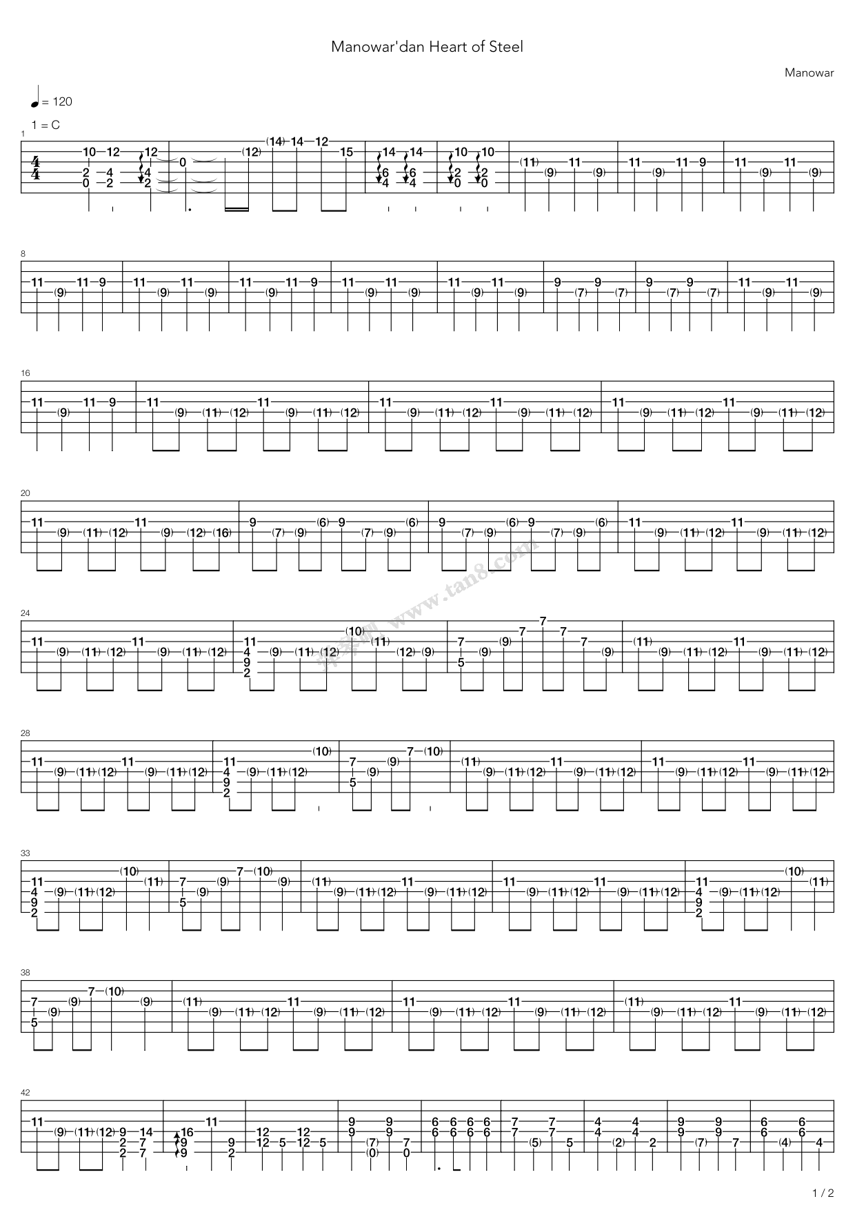 《Heart Of Steel》吉他谱-C大调音乐网