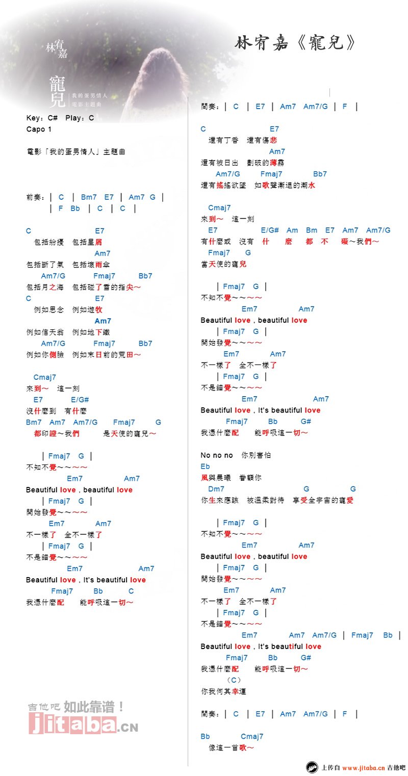 《林宥嘉《宠儿》吉他谱-电影《我的蛋男情人》主题曲》吉他谱-C大调音乐网