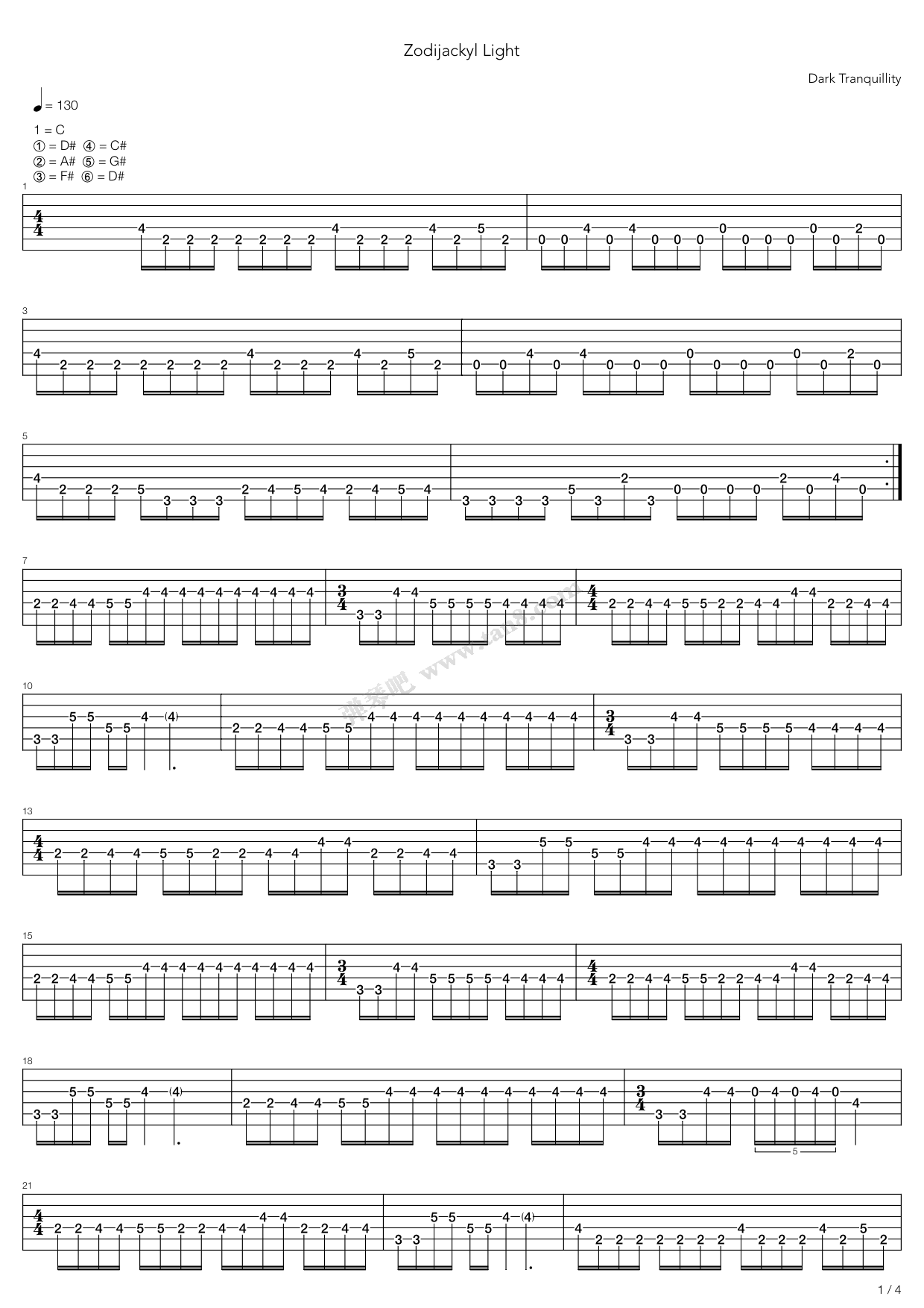 《Dark Tranquillity全集》吉他谱-C大调音乐网