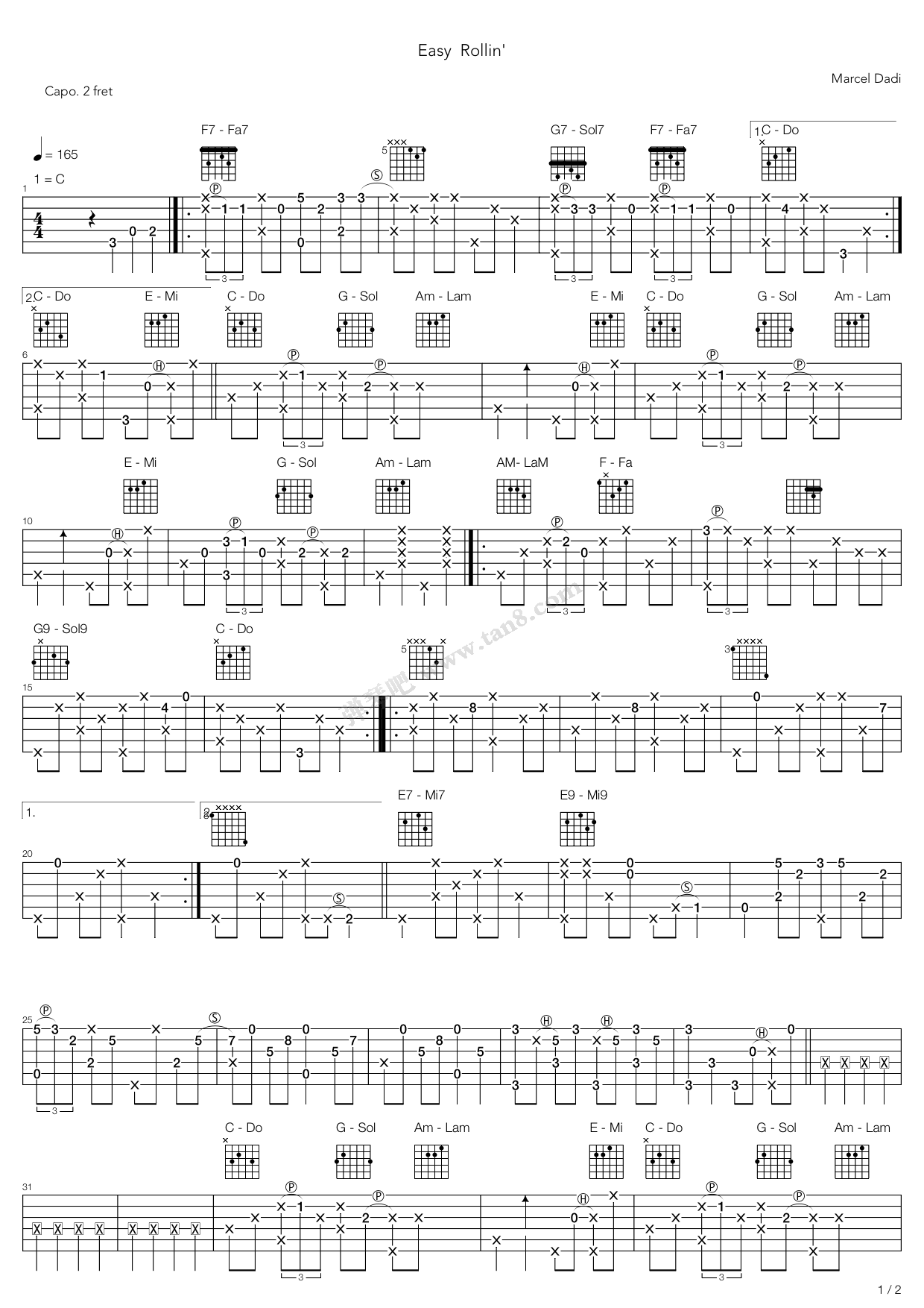 《Easy Rollin》吉他谱-C大调音乐网