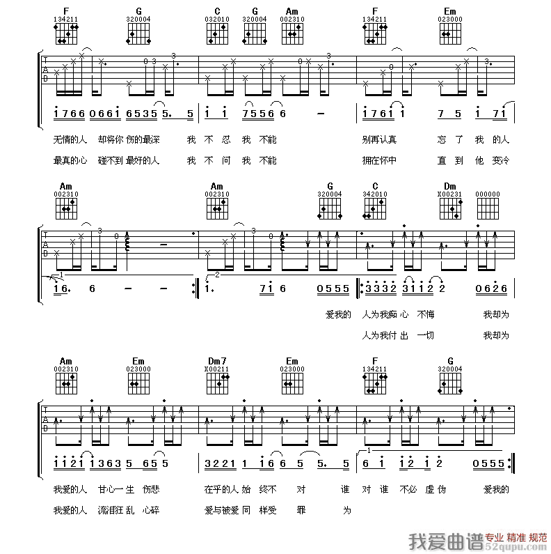 《爱我的人和我爱的人（阿潘编配版）》吉他谱-C大调音乐网