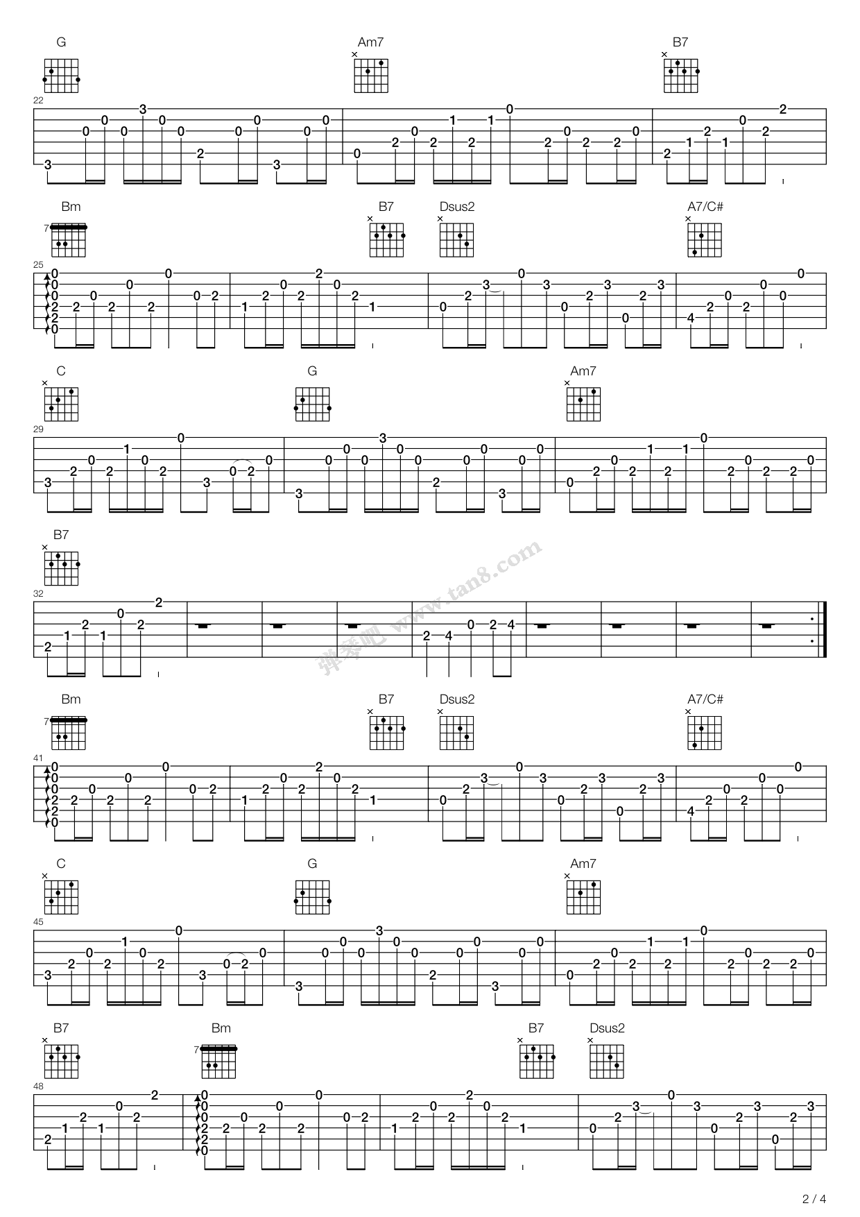 《Hotel California (加州旅馆)》吉他谱-C大调音乐网