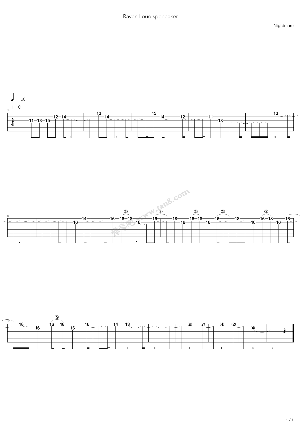 《Raven Loud Speeeaker》吉他谱-C大调音乐网