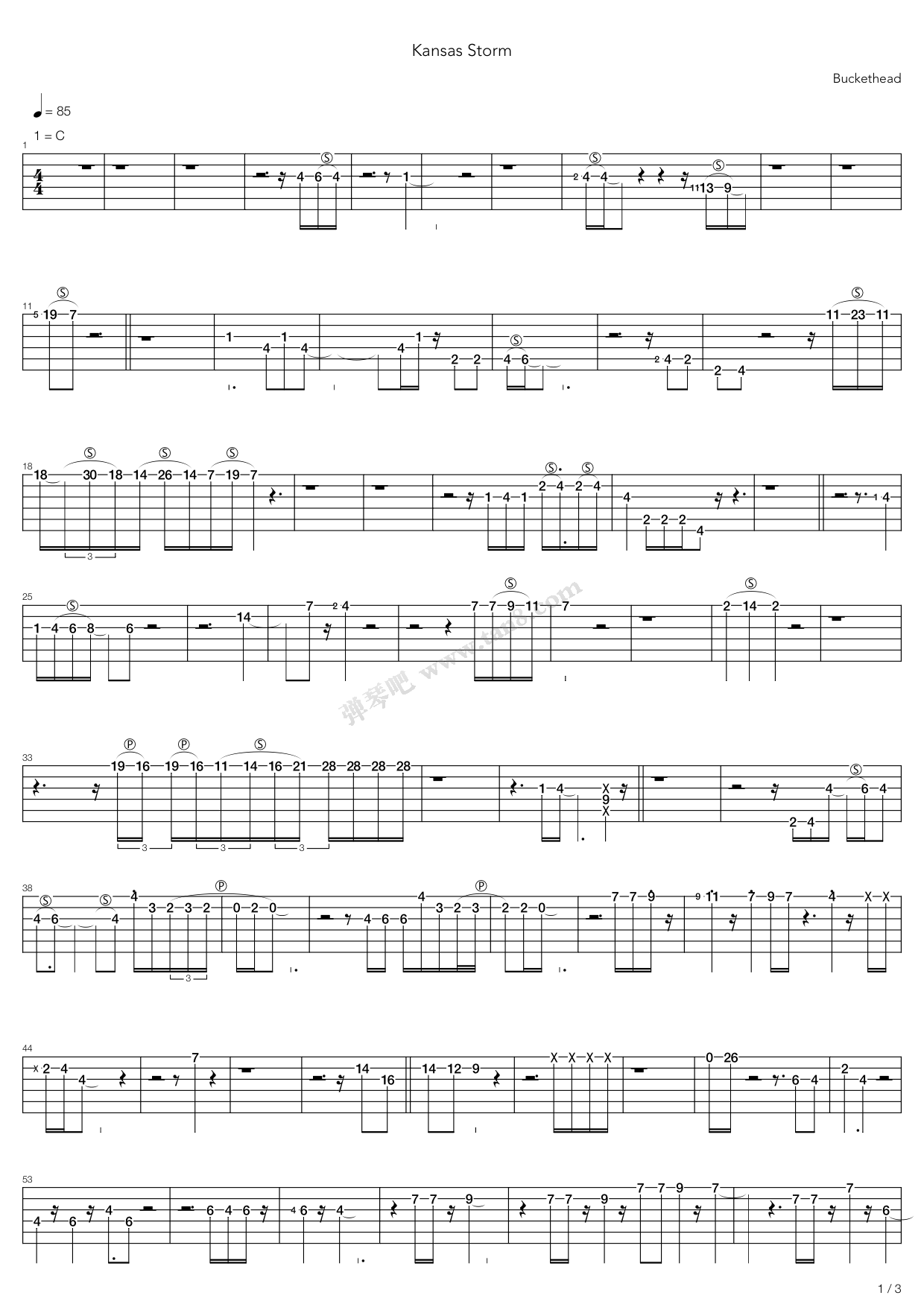 《Kansas Storm》吉他谱-C大调音乐网
