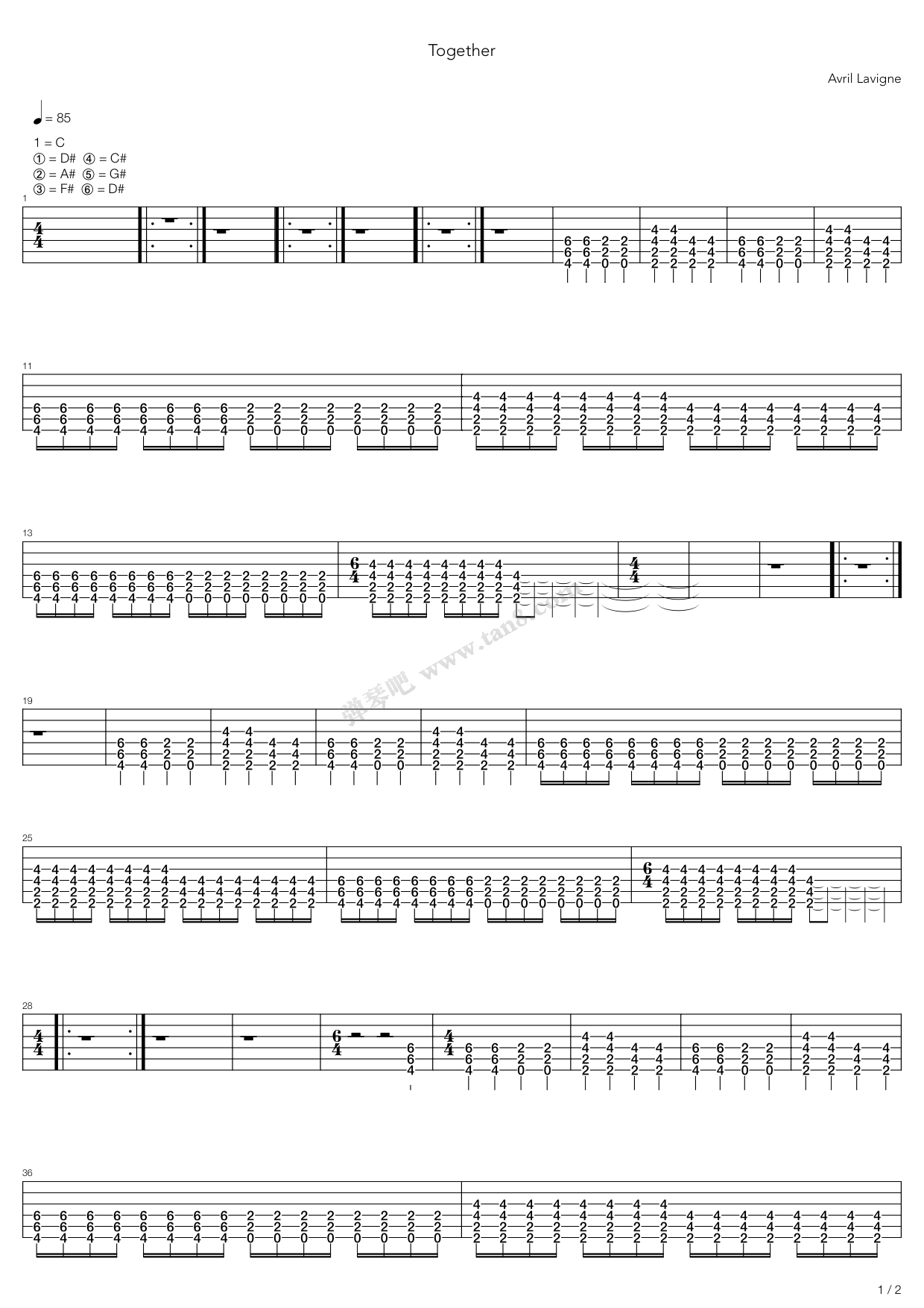 《Together》吉他谱-C大调音乐网