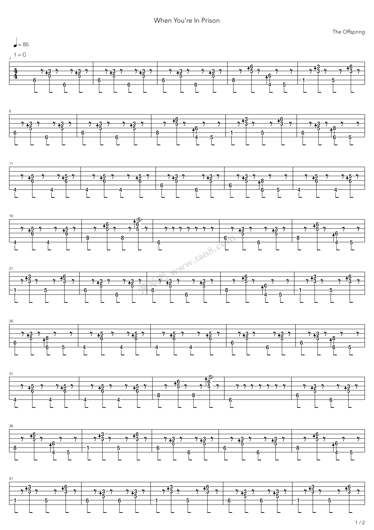 《When Youre In Prison》吉他谱-C大调音乐网