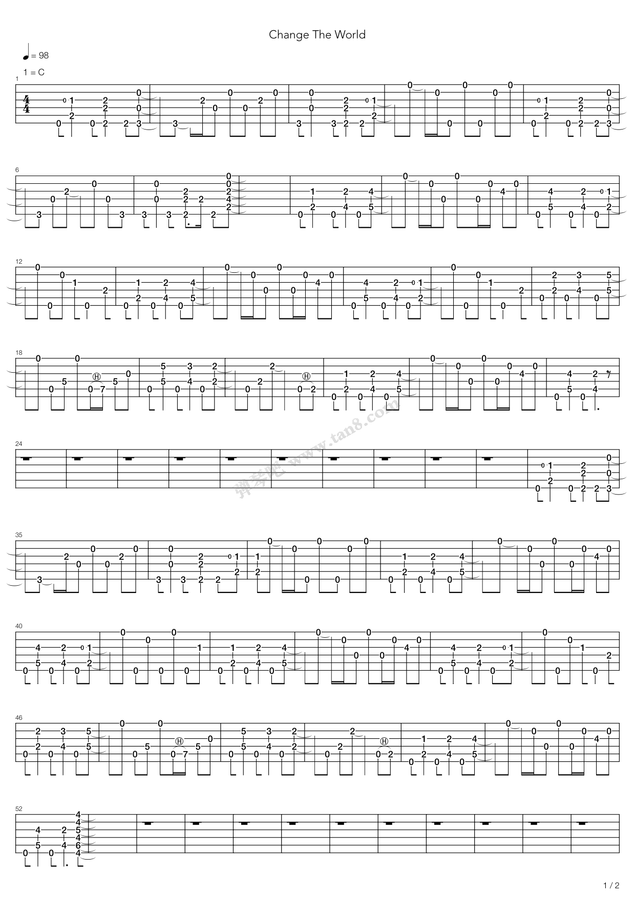 《Change The World》吉他谱-C大调音乐网