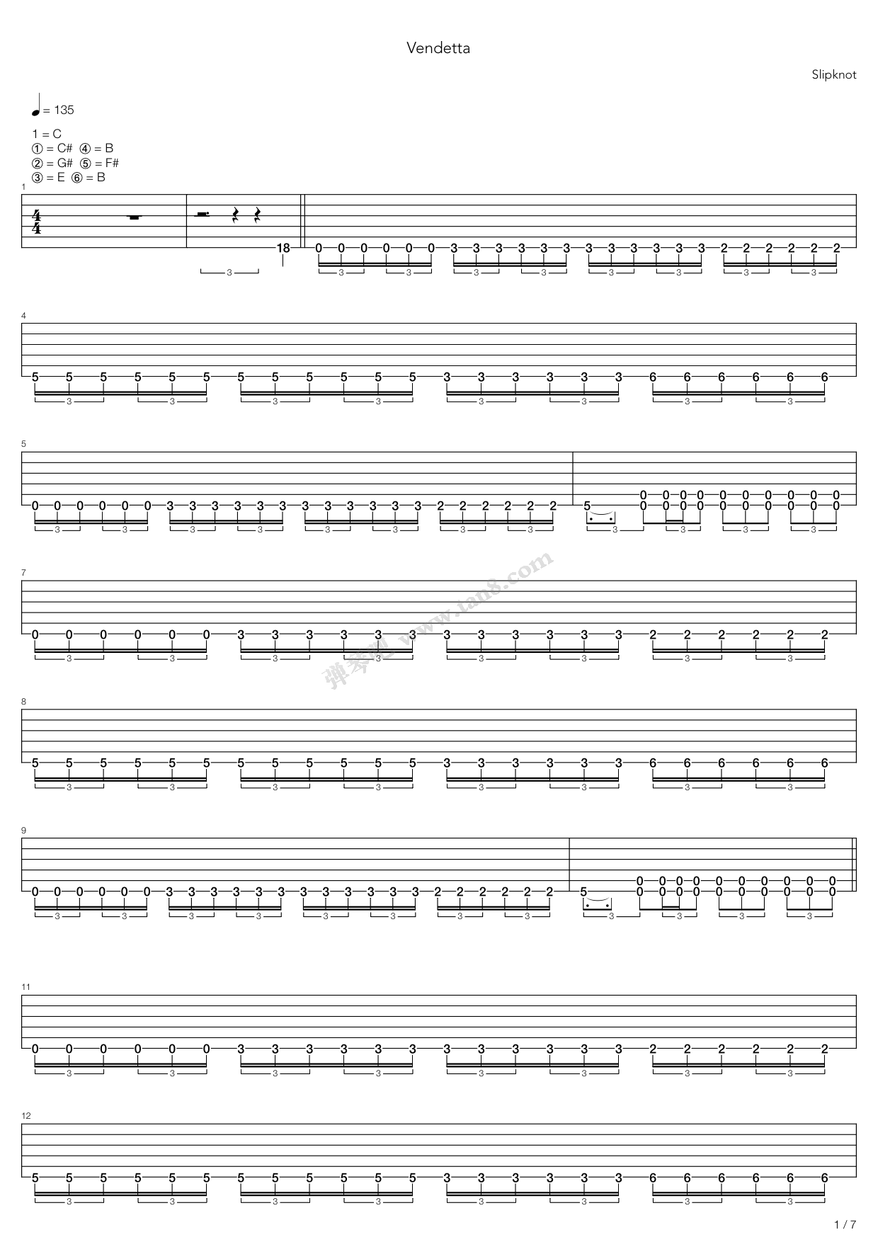 《Vendetta》吉他谱-C大调音乐网