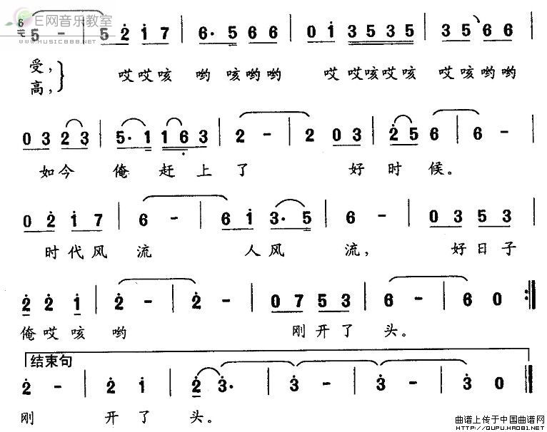 《好日子俺刚刚开了头-孙照明词 齐巧荔曲(简谱)》吉他谱-C大调音乐网