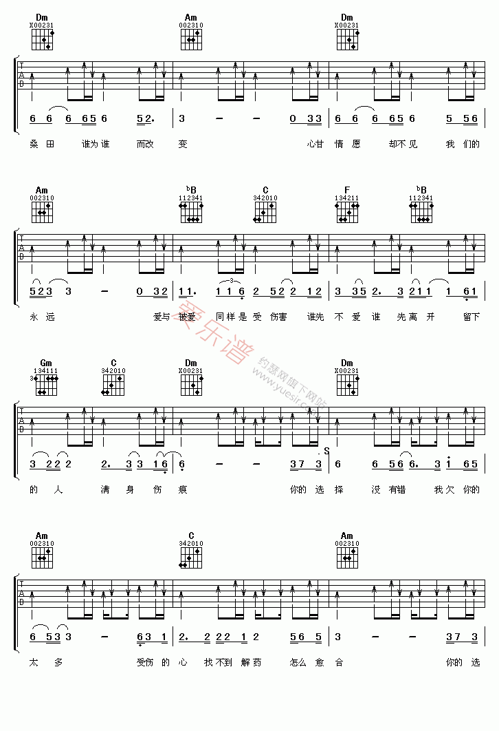 《易欣《你的选择》》吉他谱-C大调音乐网