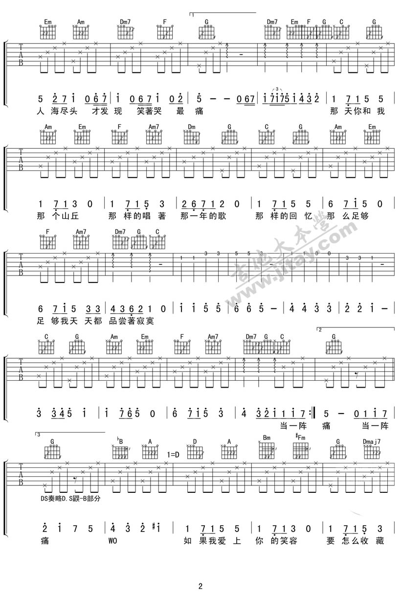 《知足吉他谱C调_五月天_知足弹唱谱(图片谱)》吉他谱-C大调音乐网