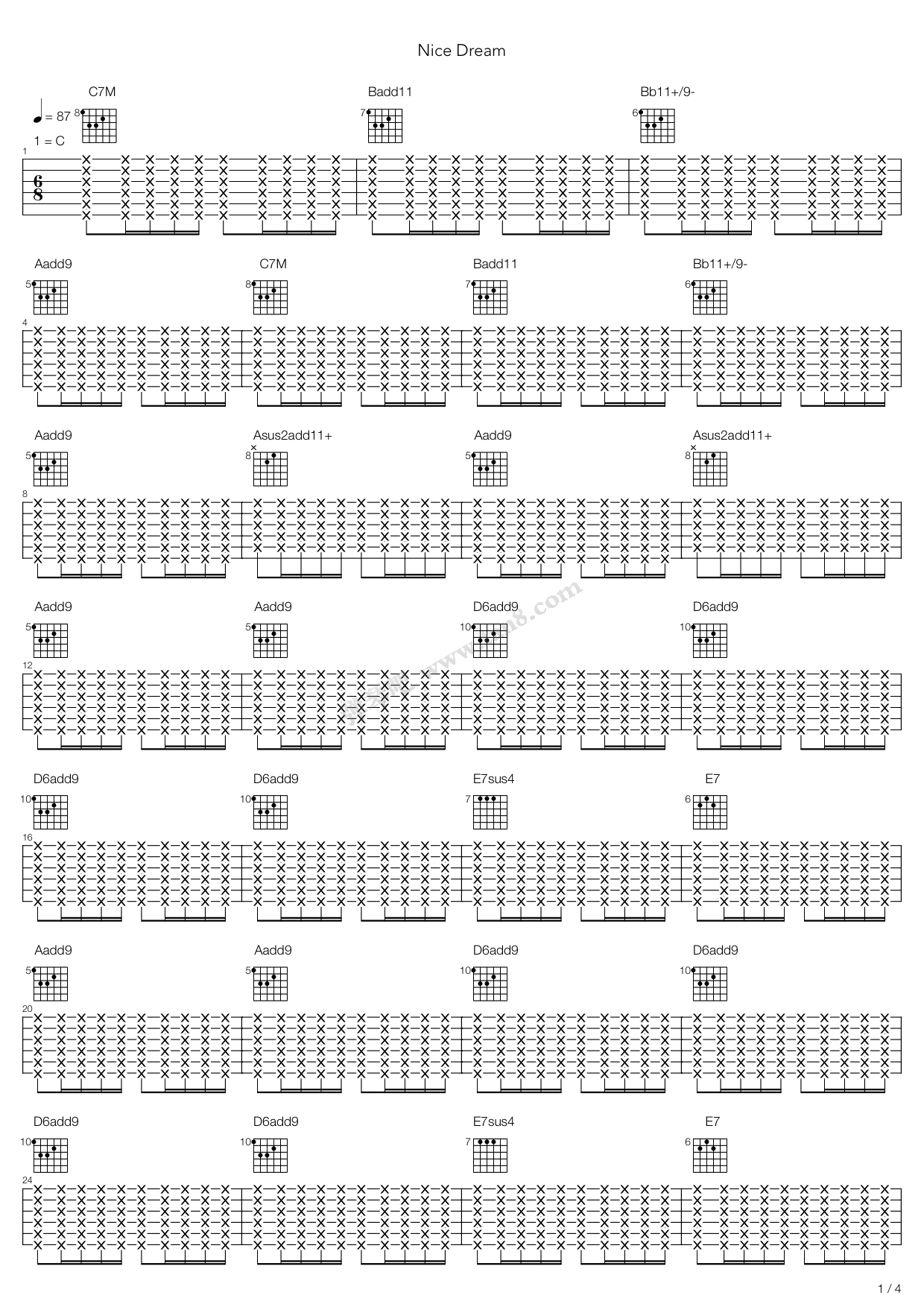 《Nice Dream》吉他谱-C大调音乐网