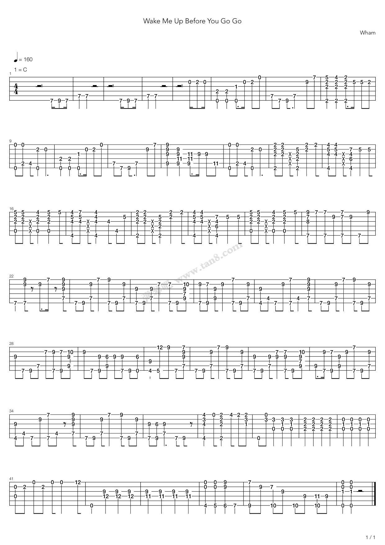 《Wake Me Up Before You Go Go》吉他谱-C大调音乐网
