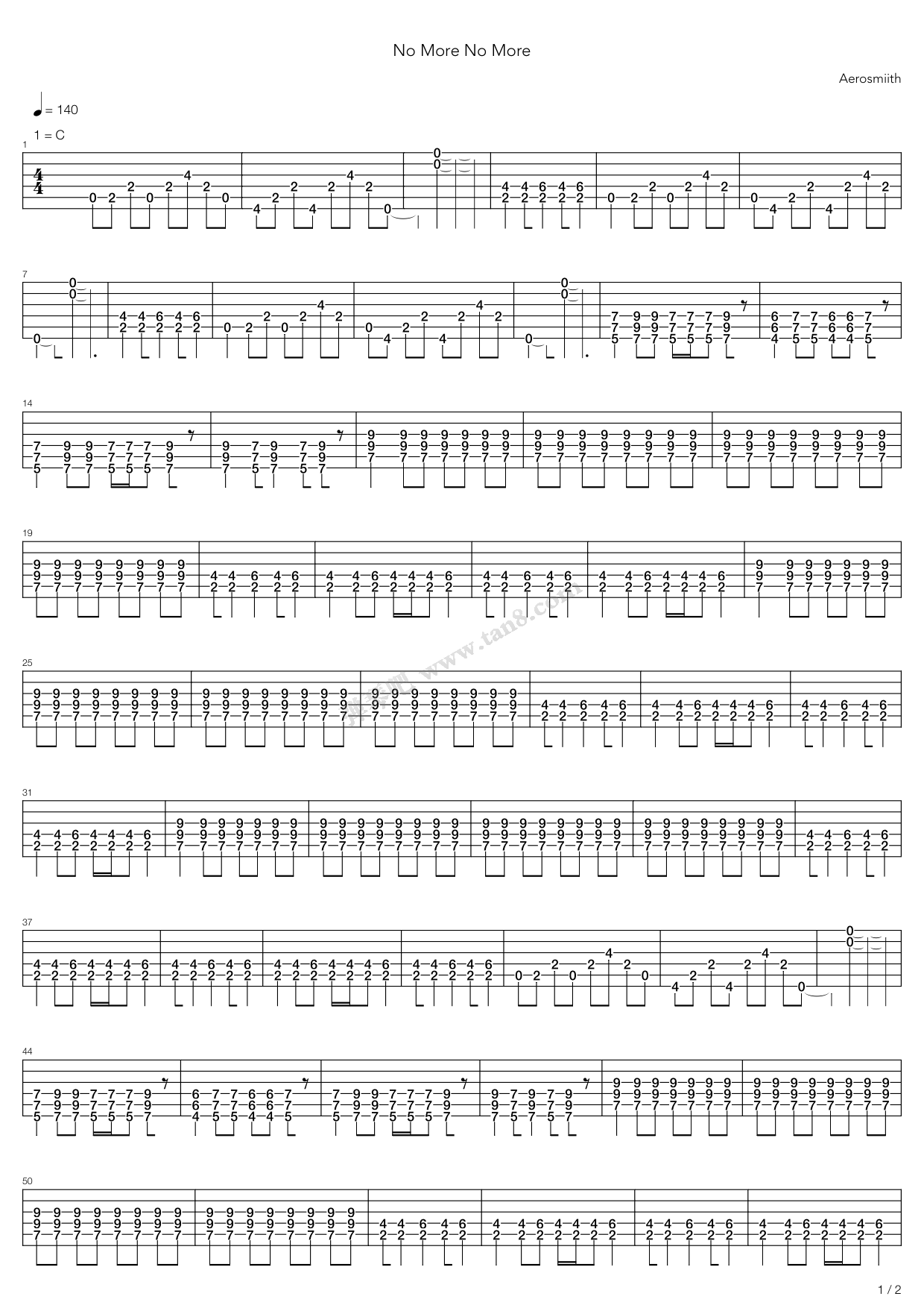 《No More No More》吉他谱-C大调音乐网