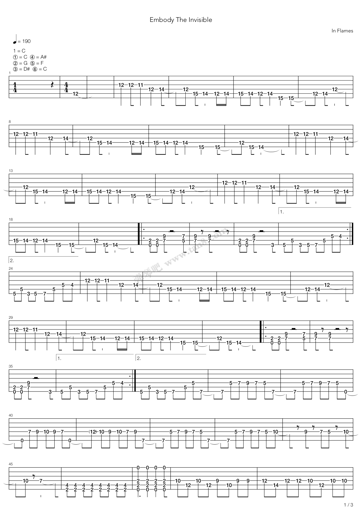 《Embody The Invisible》吉他谱-C大调音乐网