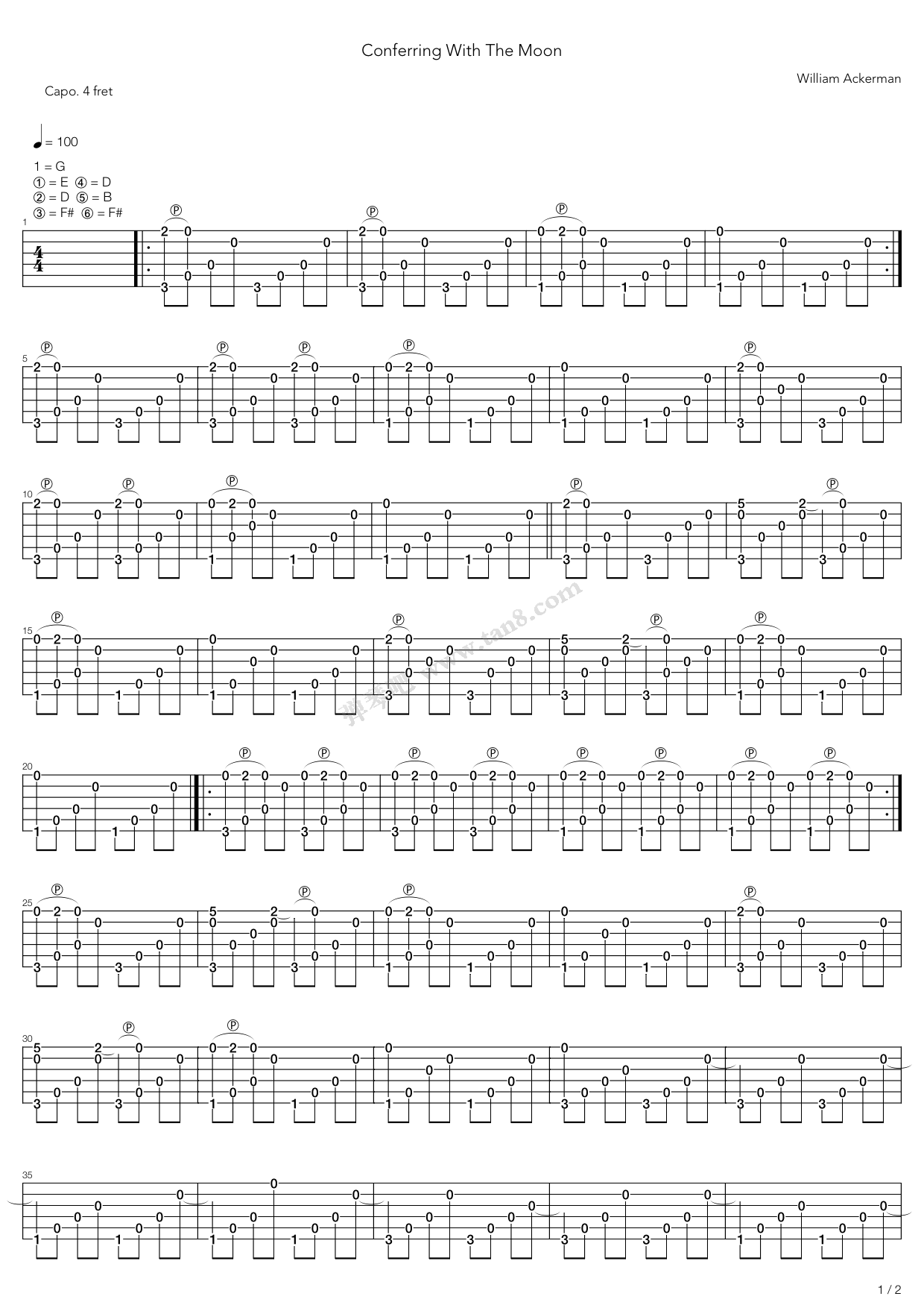 《Conferring With The Moon》吉他谱-C大调音乐网