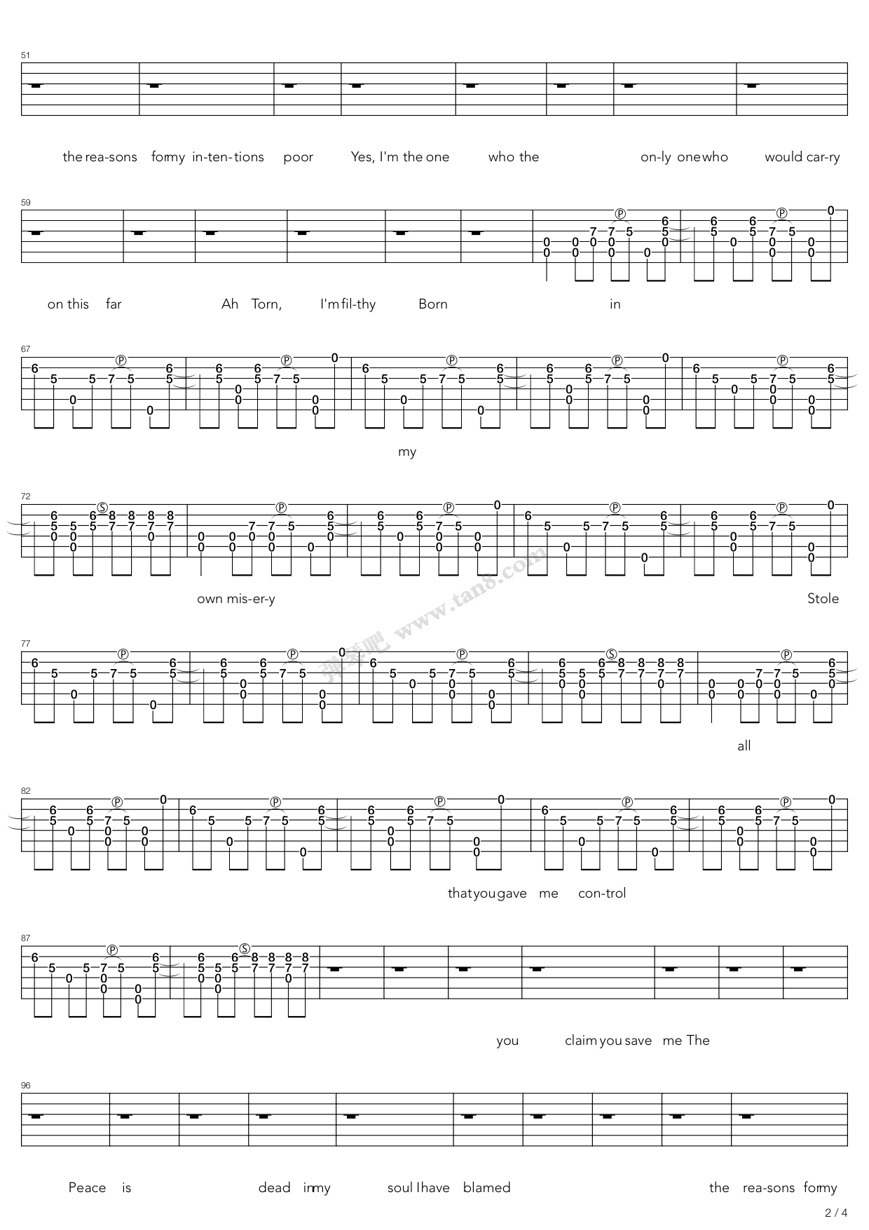 《Torn》吉他谱-C大调音乐网