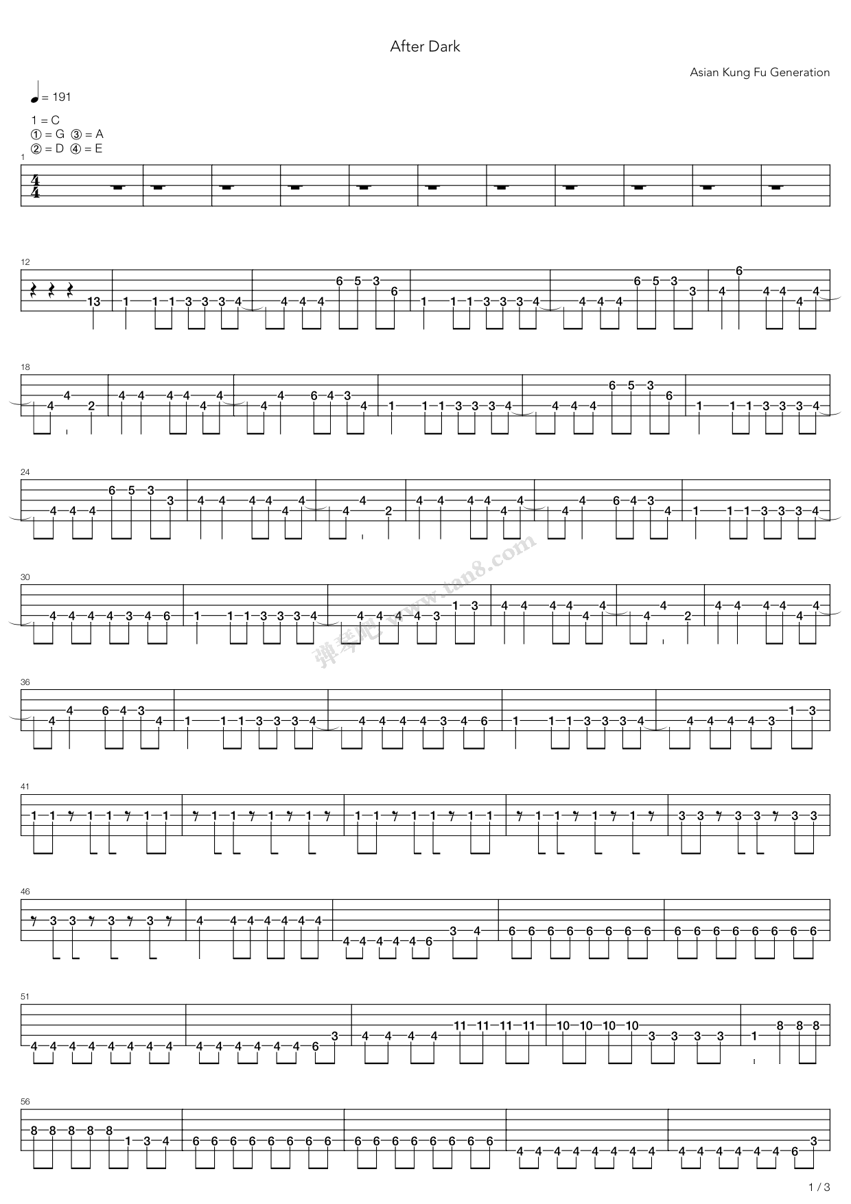 《After Dark》吉他谱-C大调音乐网