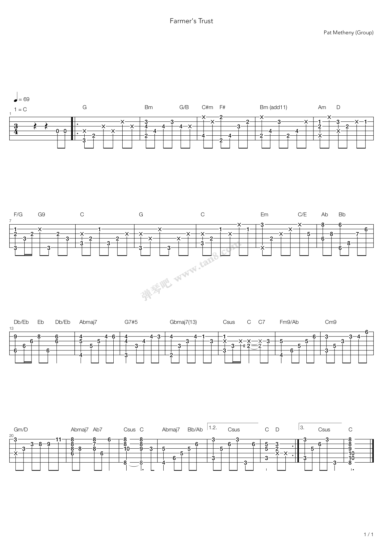 《Farmer's Trust》吉他谱-C大调音乐网