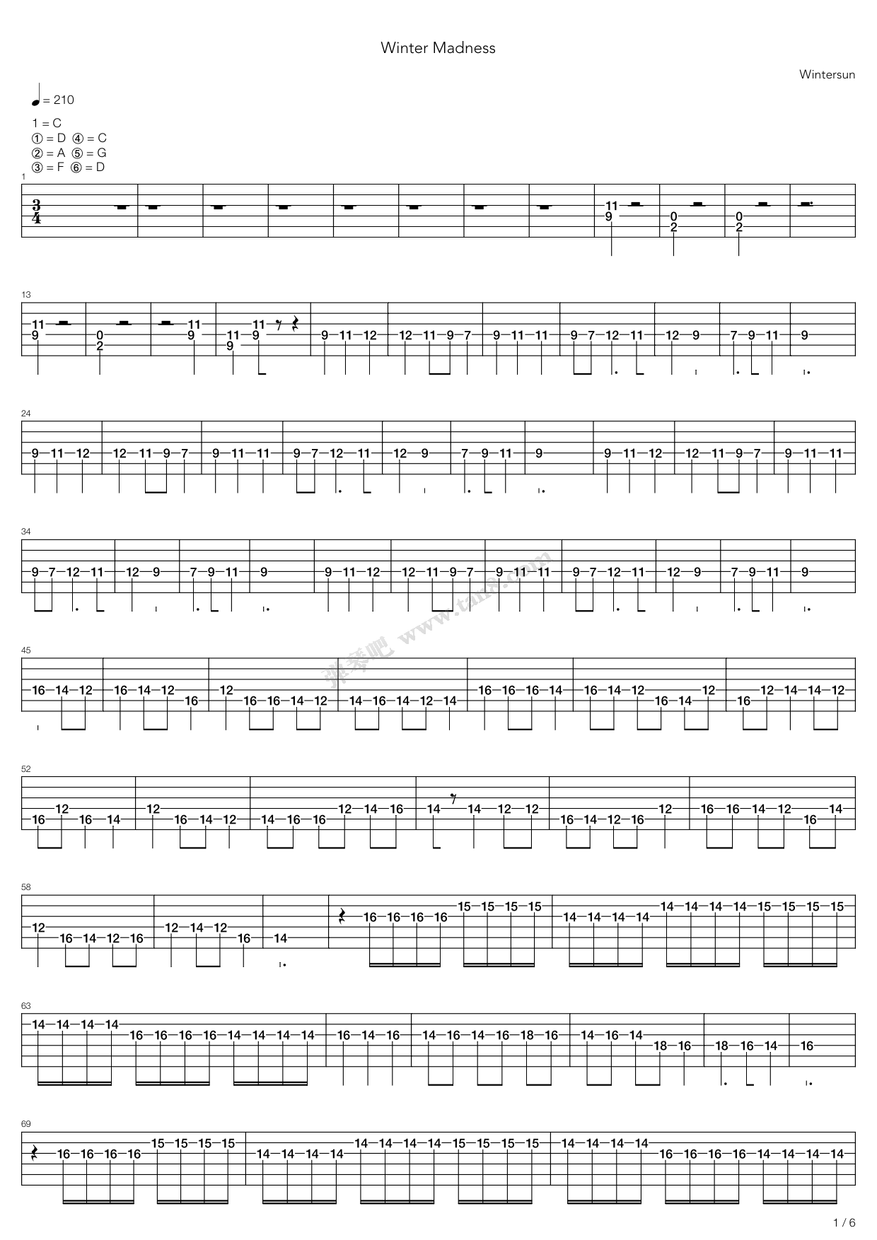 《Winter Madness》吉他谱-C大调音乐网