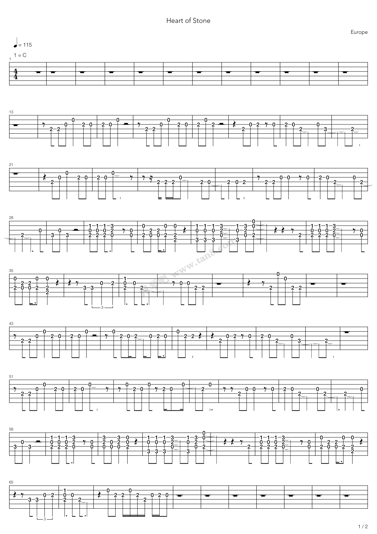 《Heart Of Stone》吉他谱-C大调音乐网
