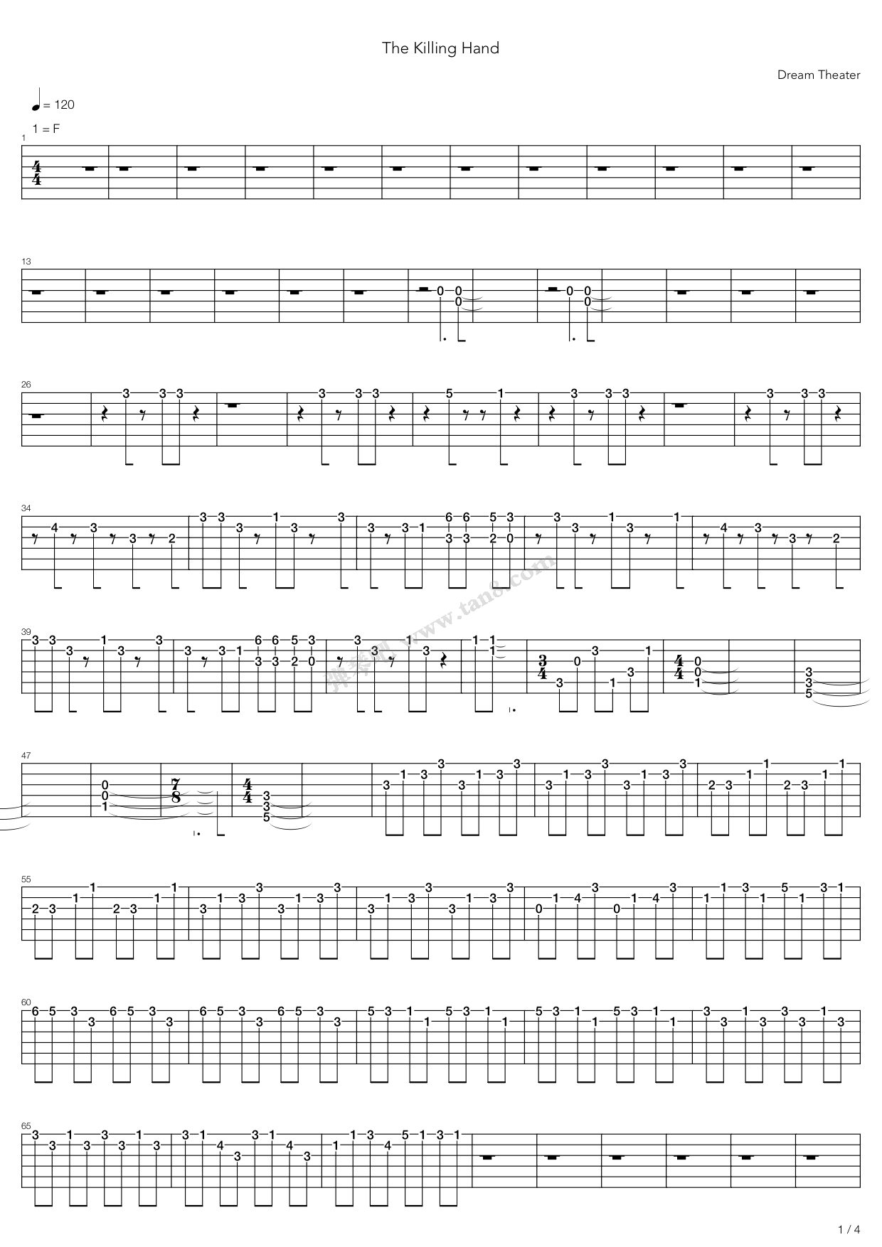 《The Killing Hand》吉他谱-C大调音乐网