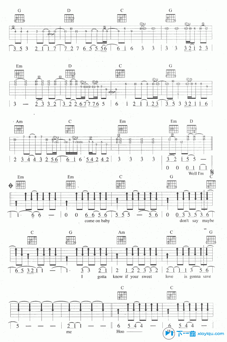 《take it easy吉他谱G调_老鹰乐队take it easy吉他六线谱》吉他谱-C大调音乐网