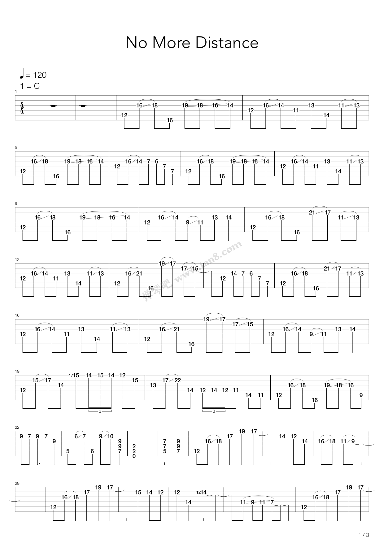 《No More Distance(混音谱)》吉他谱-C大调音乐网
