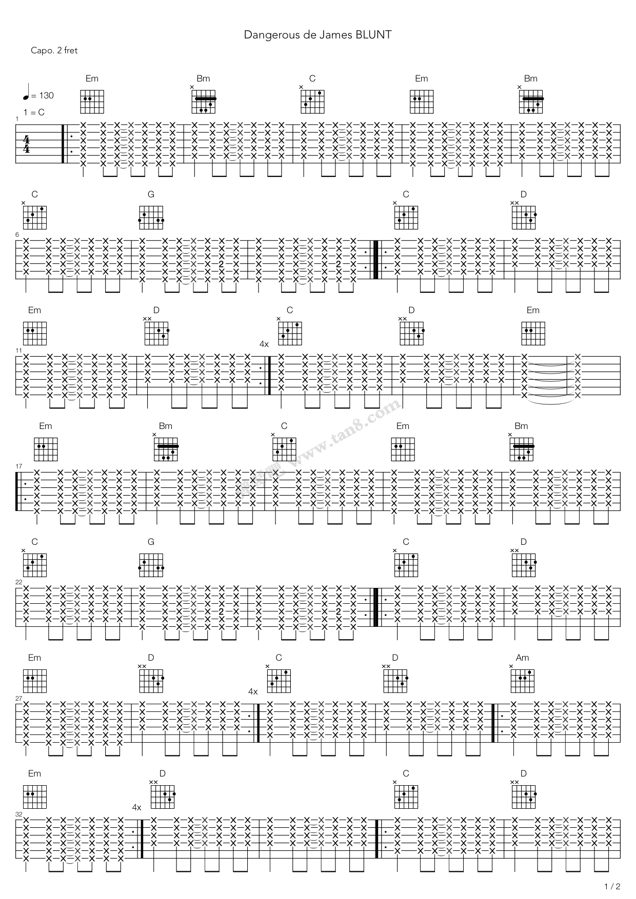 《Dangerous》吉他谱-C大调音乐网