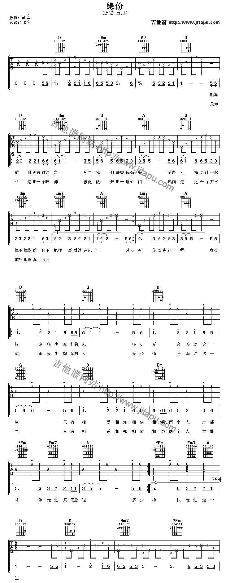 缘分-C大调音乐网