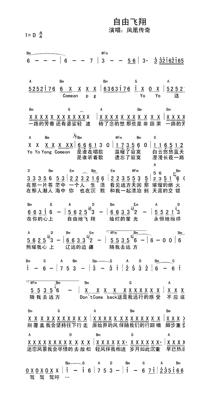 自由飞翔-C大调音乐网