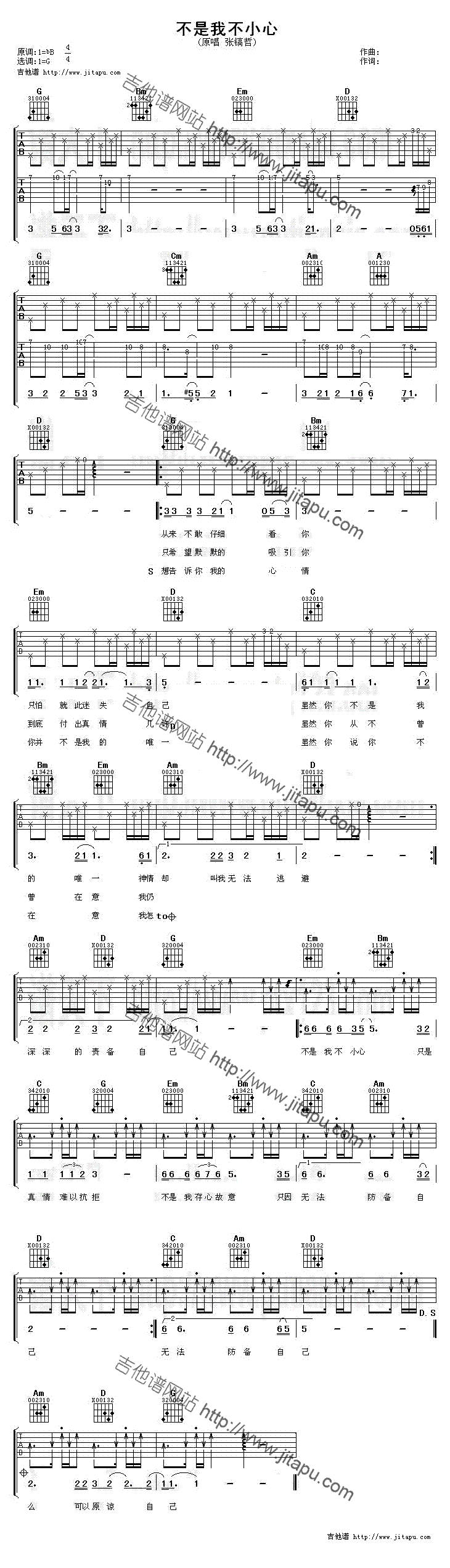 不是我不小心-C大调音乐网