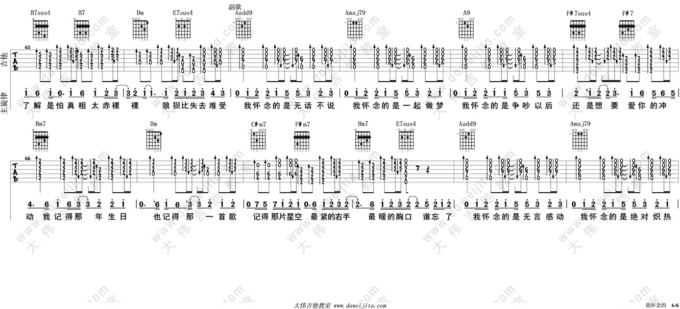我怀念的吉他谱男生版_孙燕姿《我怀念的》吉他弹唱教学-C大调音乐网