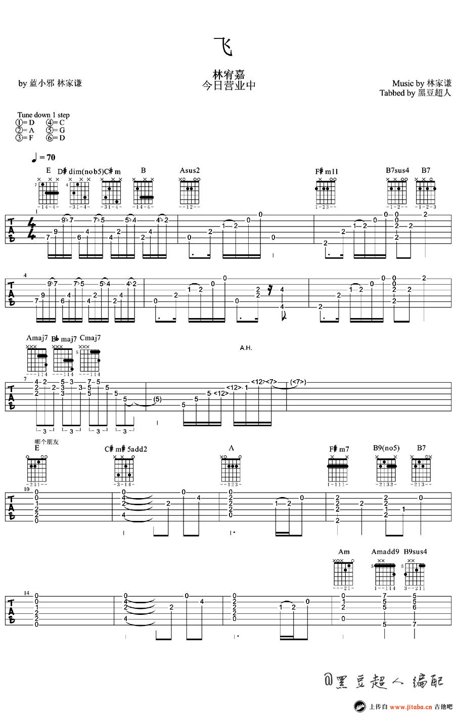 林宥嘉《飞》吉他谱_吉他弹唱谱_图片谱-C大调音乐网