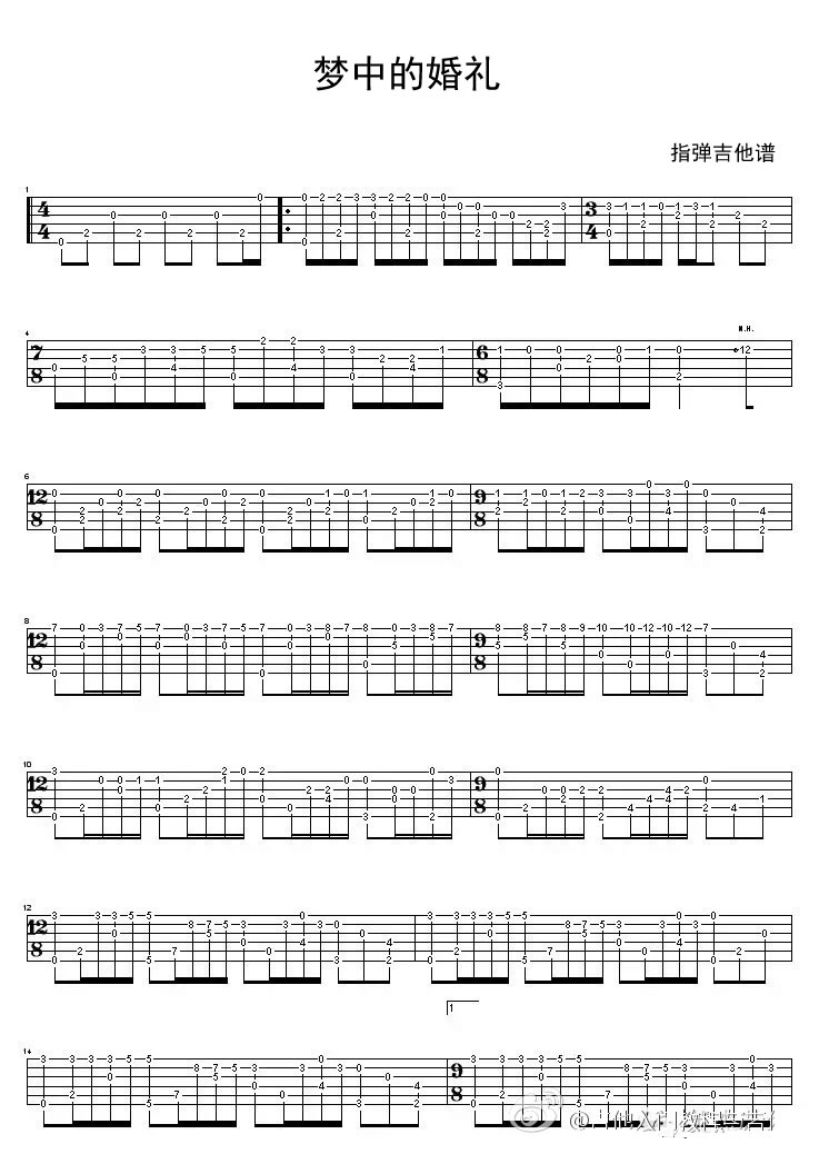 梦中的婚礼指弹吉他谱_梦中的婚礼六线谱-C大调音乐网