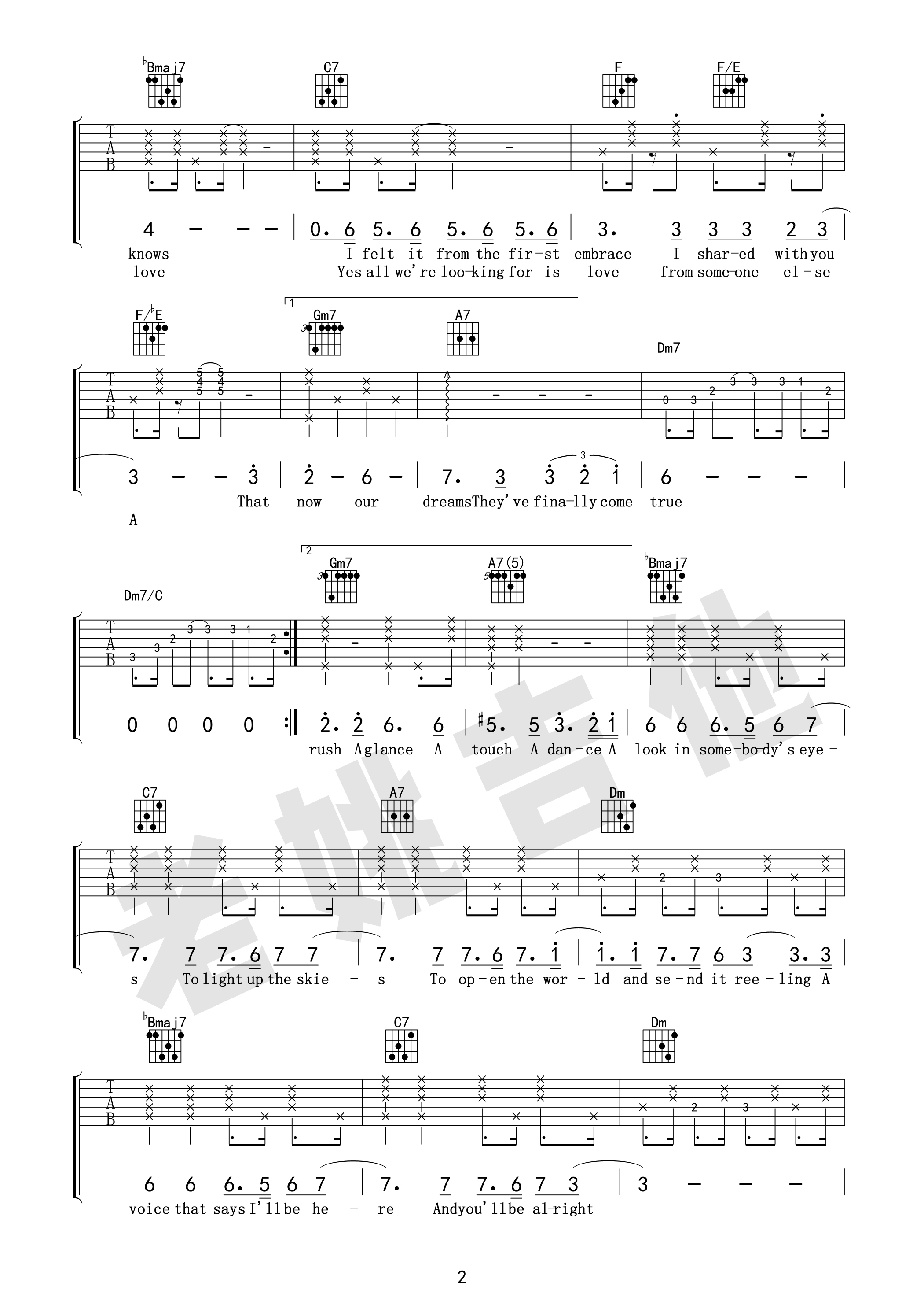 爱乐之城City of Stars吉他谱 老姚吉他版-C大调音乐网