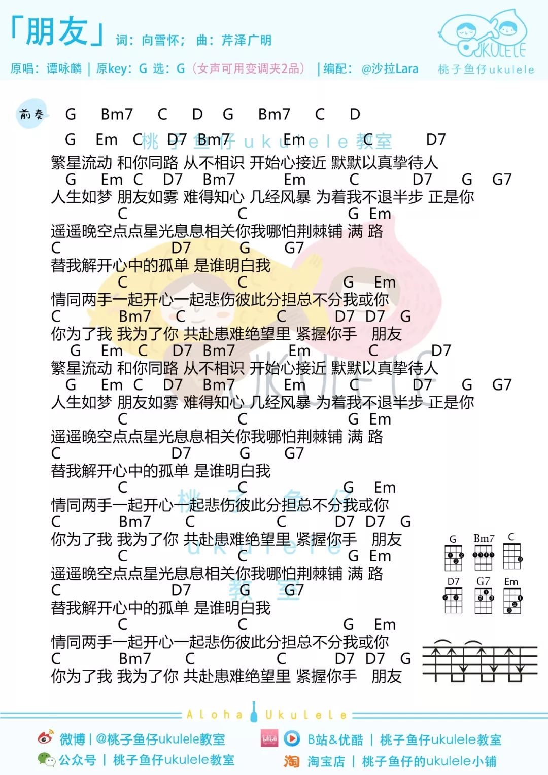 谭咏麟《朋友》尤克里里弹唱谱-C大调音乐网