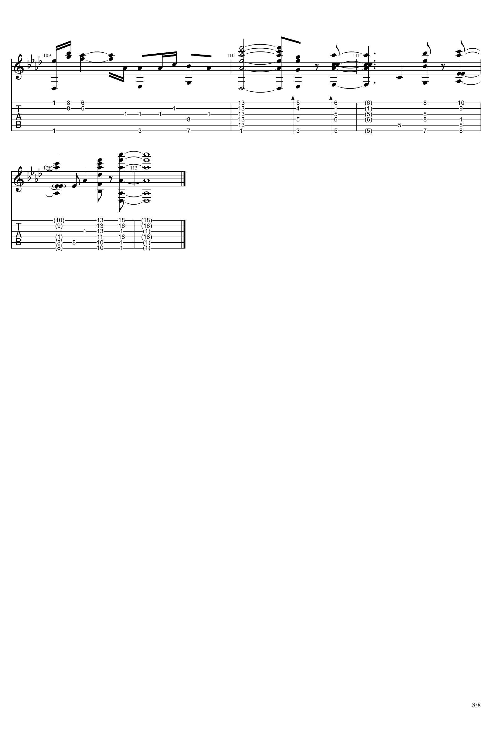 你的名字片尾曲《没什么大不了》指弹谱_吉他独奏谱_图片谱-C大调音乐网