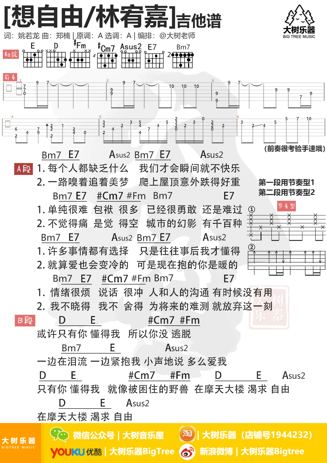 想自由(大树乐器-大树音乐)-C大调音乐网