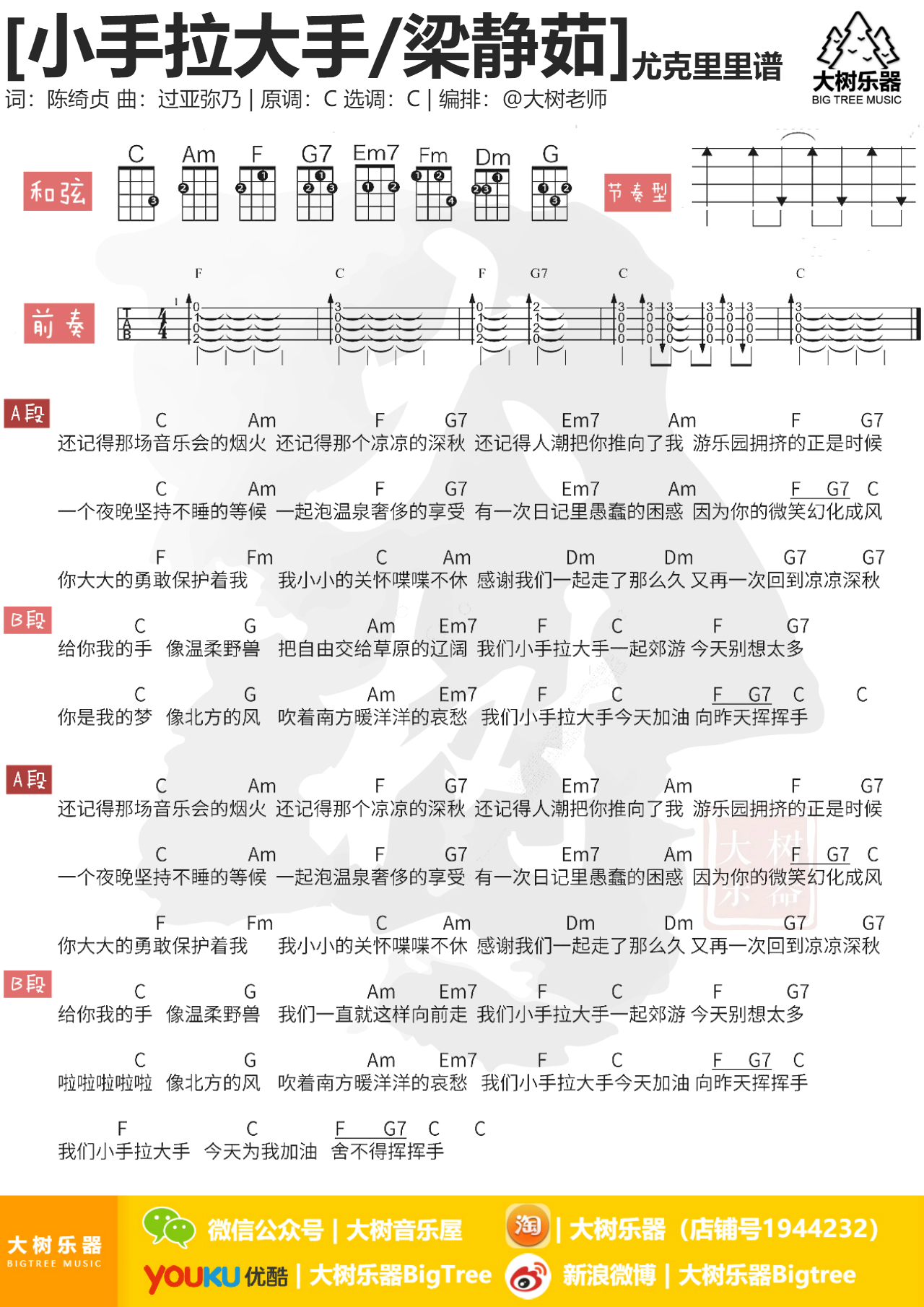 小手拉大手(大树乐器)-C大调音乐网