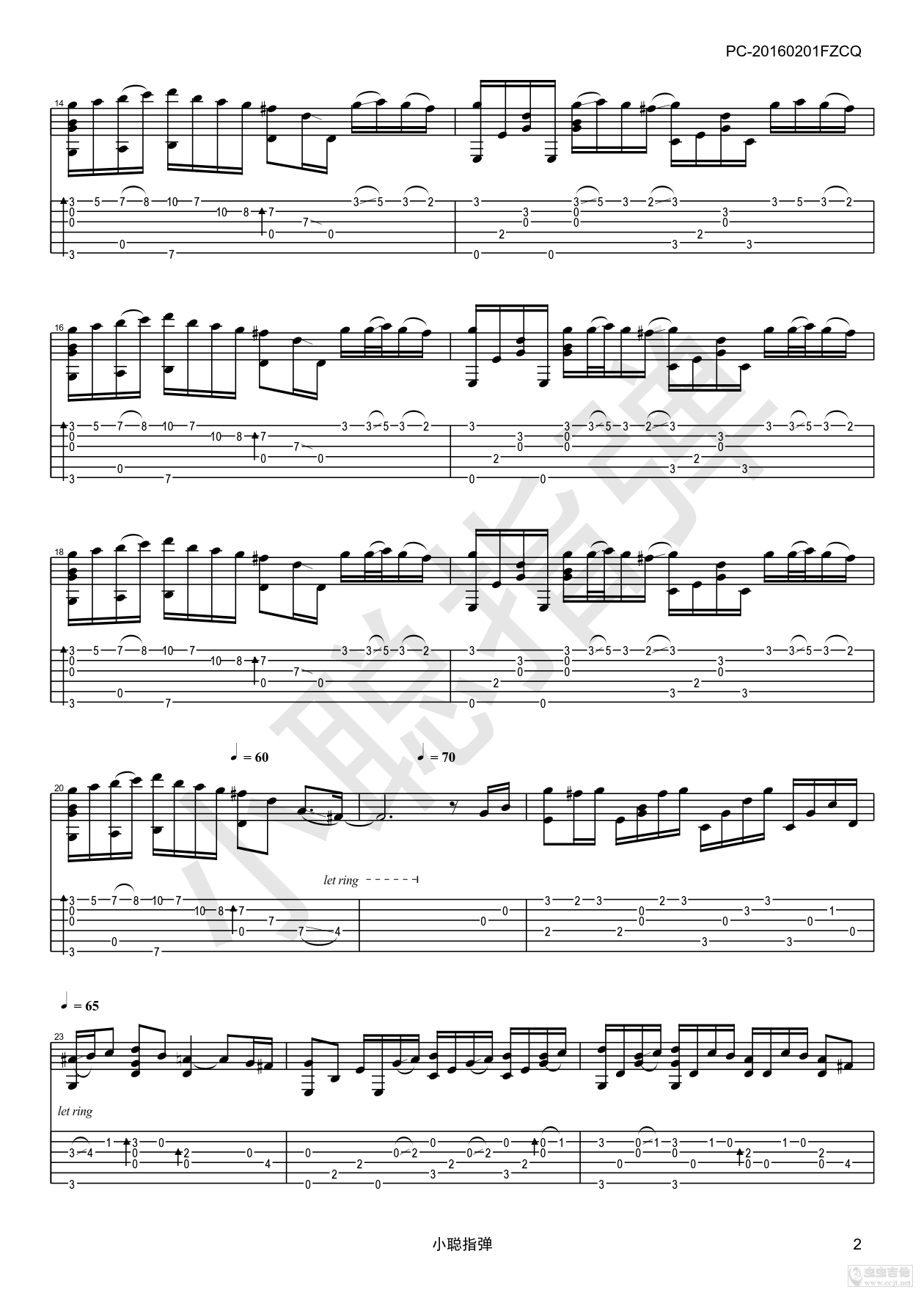 River Flows In You指弹谱_李闰珉_原版指弹吉他谱-C大调音乐网