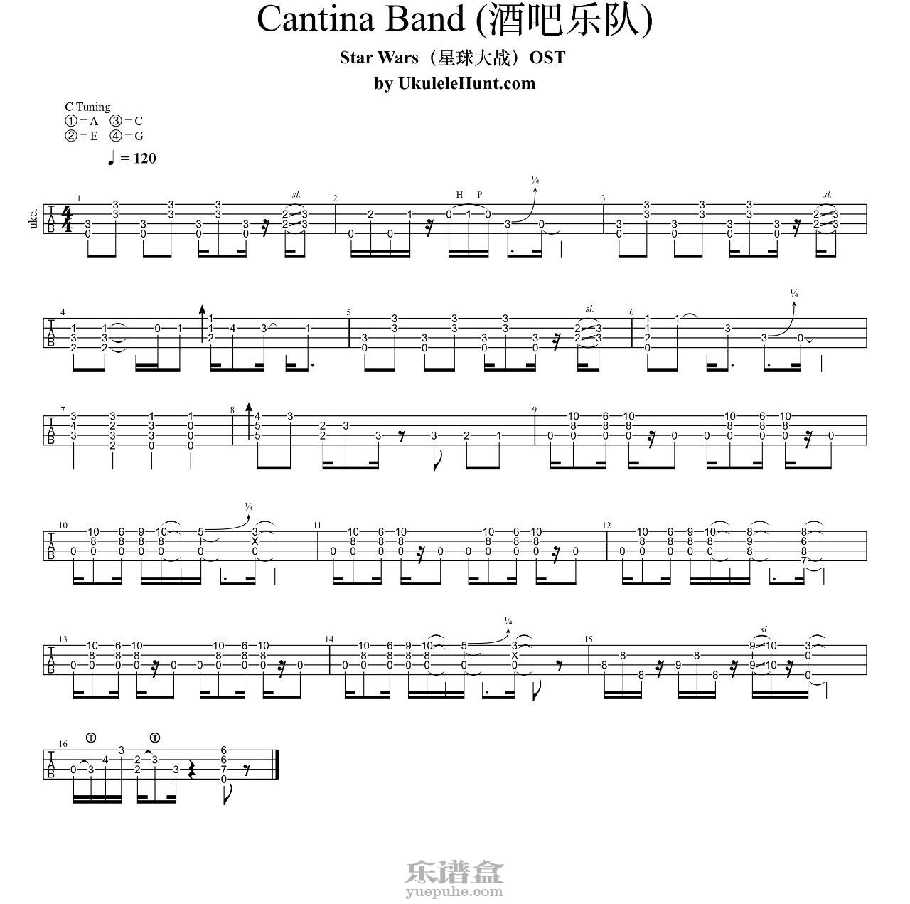 《酒吧乐队Cantina Band》指弹曲谱（星球大战）-C大调音乐网