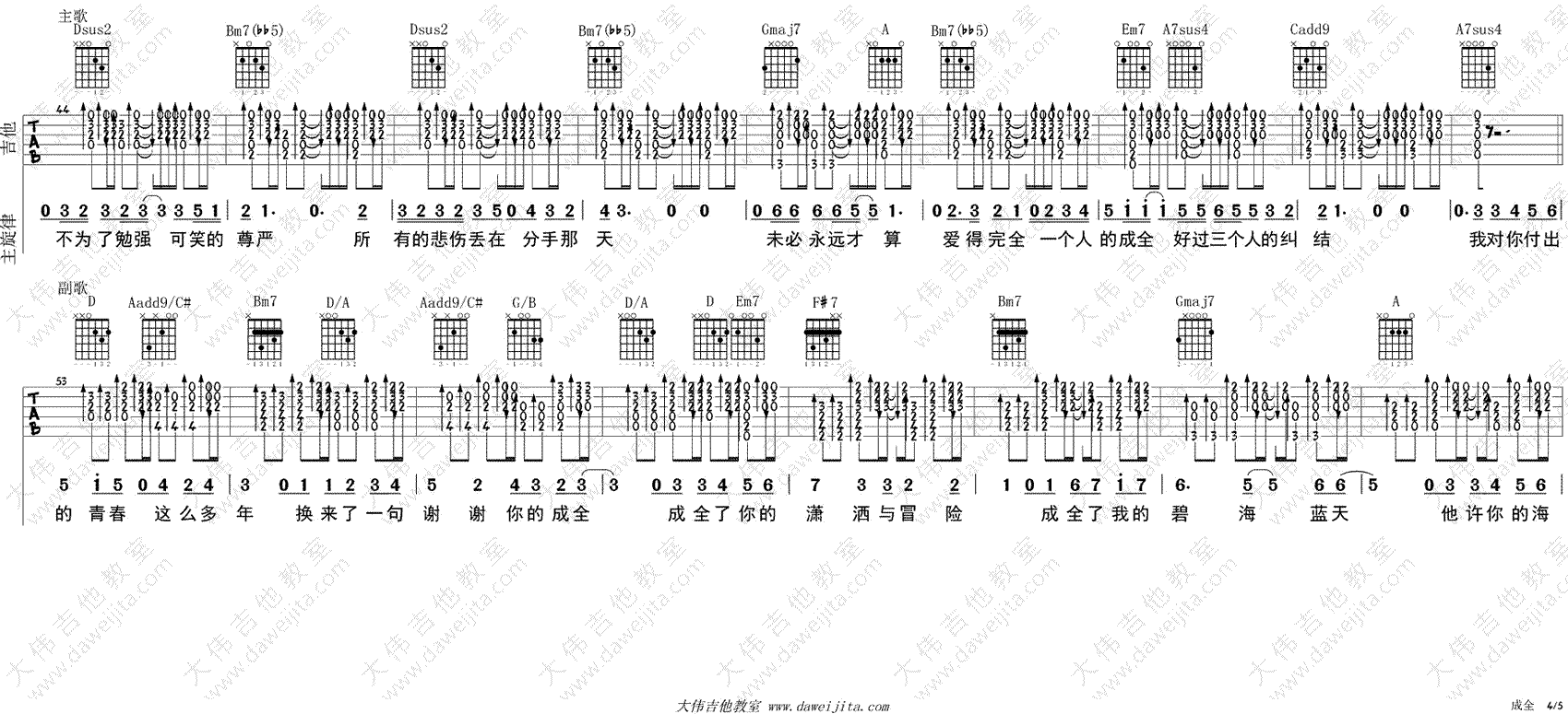 成全吉他谱_林宥嘉_吉他谱完整版-C大调音乐网