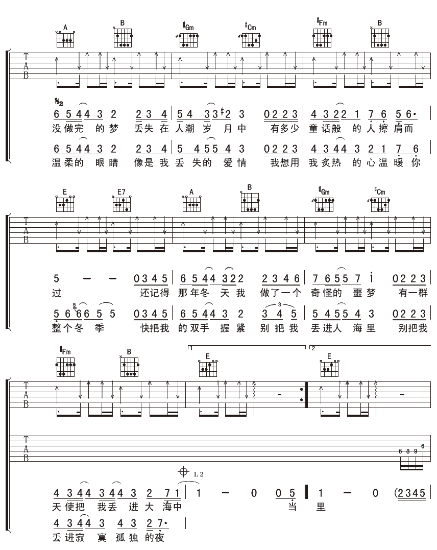 廖坤 记忆中遥远的春天吉他谱-C大调音乐网