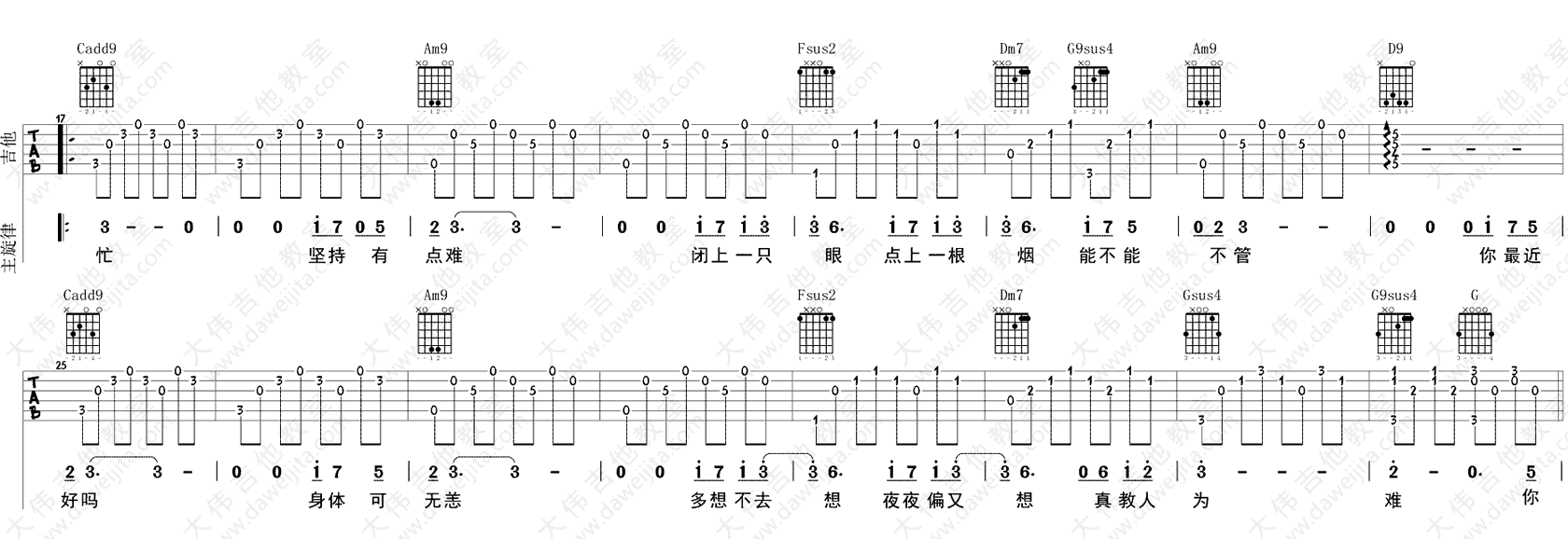 袖手旁观吉他谱_齐秦_C调弹唱谱高清版-C大调音乐网