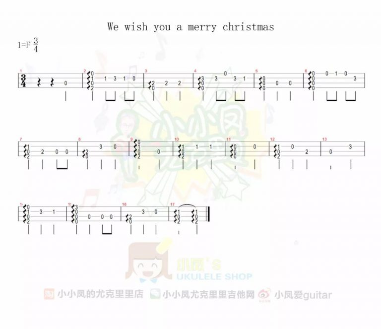 《We wish yoy a merry christmas》指弹尤克里里谱-C大调音乐网