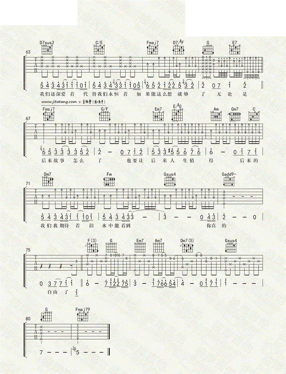 后来的我们吉他谱_五月天_C调弹唱谱标准版-C大调音乐网