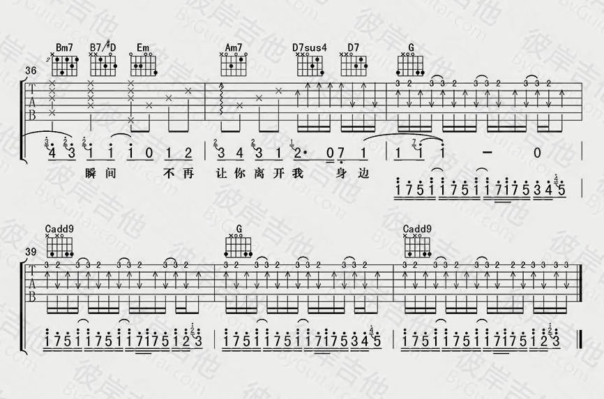 《一点点》吉他谱_周杰伦_图片谱完整版-C大调音乐网