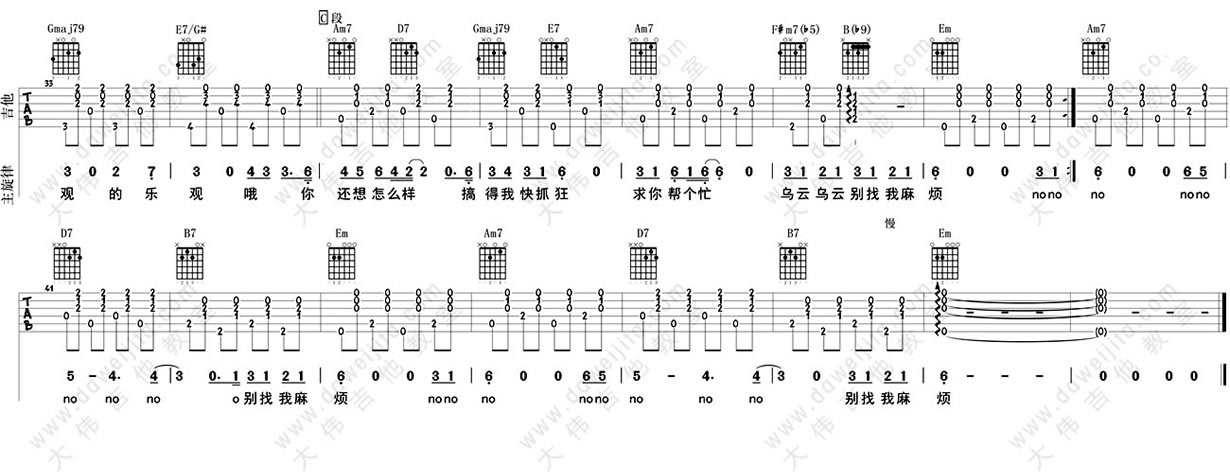 别找我麻烦吉他谱_蔡健雅_图片谱完整版-C大调音乐网